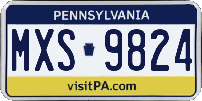PA license plate MXS9824
