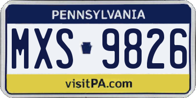 PA license plate MXS9826