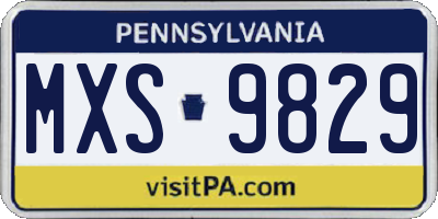PA license plate MXS9829