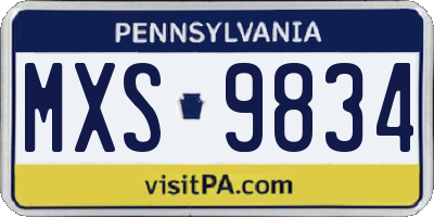 PA license plate MXS9834