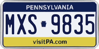 PA license plate MXS9835