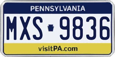 PA license plate MXS9836
