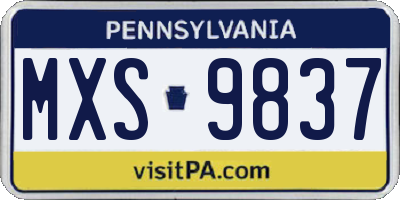 PA license plate MXS9837