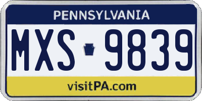 PA license plate MXS9839