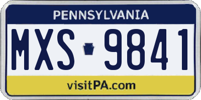 PA license plate MXS9841