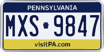 PA license plate MXS9847