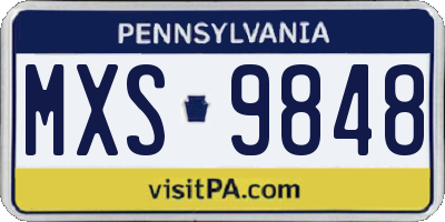 PA license plate MXS9848