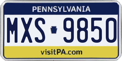 PA license plate MXS9850