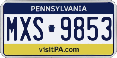 PA license plate MXS9853