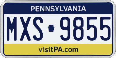 PA license plate MXS9855