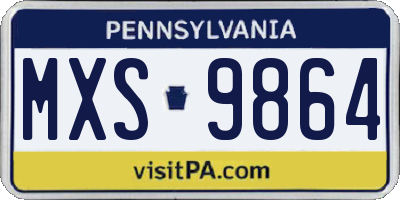 PA license plate MXS9864