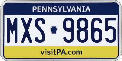 PA license plate MXS9865