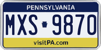 PA license plate MXS9870