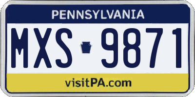 PA license plate MXS9871
