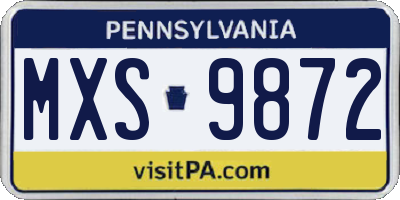 PA license plate MXS9872