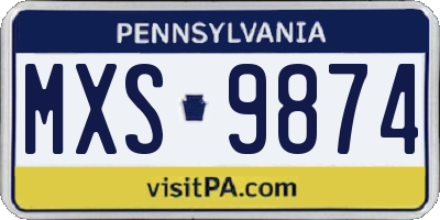 PA license plate MXS9874
