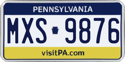 PA license plate MXS9876