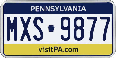 PA license plate MXS9877