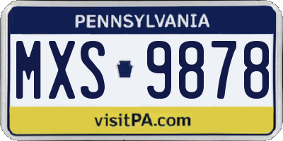 PA license plate MXS9878