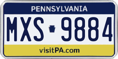 PA license plate MXS9884