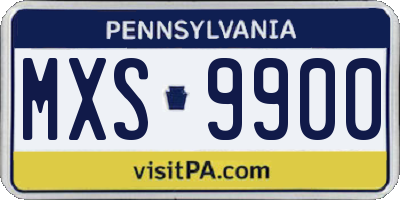 PA license plate MXS9900