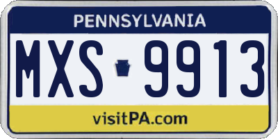 PA license plate MXS9913