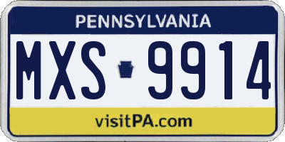 PA license plate MXS9914