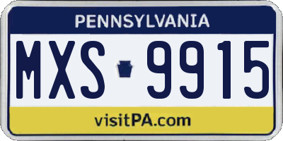PA license plate MXS9915