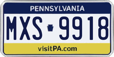 PA license plate MXS9918