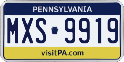 PA license plate MXS9919
