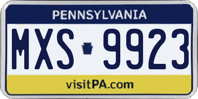 PA license plate MXS9923