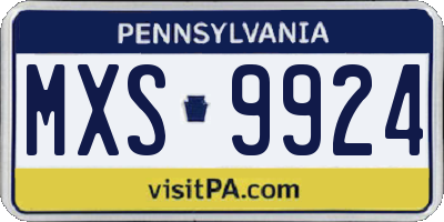 PA license plate MXS9924