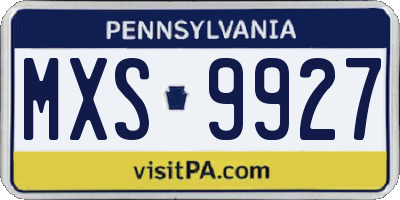 PA license plate MXS9927