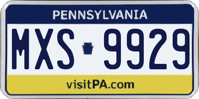 PA license plate MXS9929
