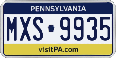 PA license plate MXS9935