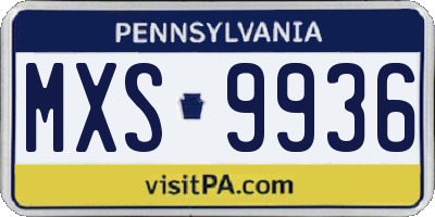 PA license plate MXS9936