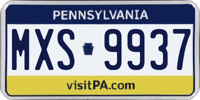 PA license plate MXS9937