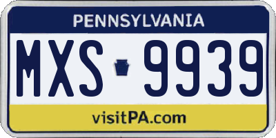 PA license plate MXS9939