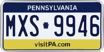 PA license plate MXS9946
