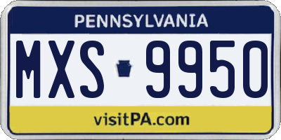 PA license plate MXS9950