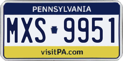 PA license plate MXS9951