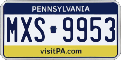 PA license plate MXS9953
