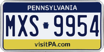 PA license plate MXS9954