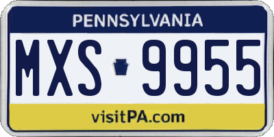 PA license plate MXS9955