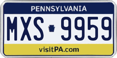 PA license plate MXS9959