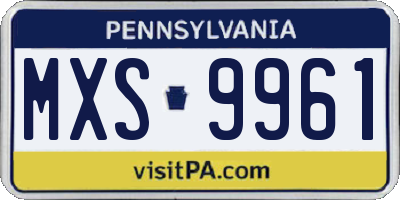 PA license plate MXS9961