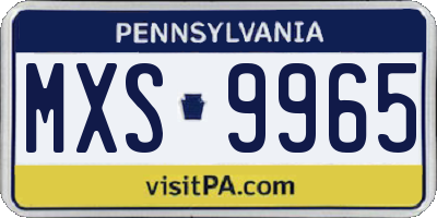 PA license plate MXS9965