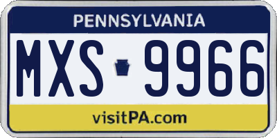 PA license plate MXS9966