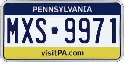 PA license plate MXS9971