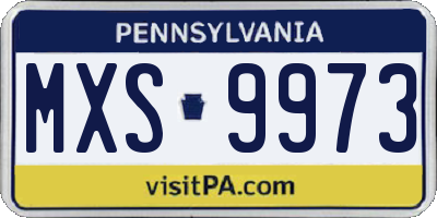 PA license plate MXS9973